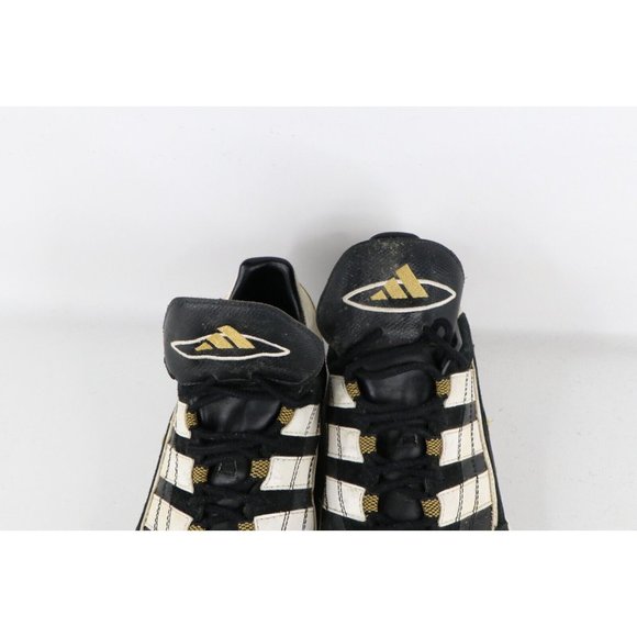 Vintage 90s Adidas Mens 8 Distressed Leather Indoor Soccer Shoes Sneakers Black main image 5